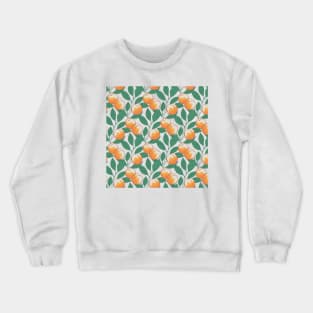 Watercolor Peach And Green Leafs Pattern Crewneck Sweatshirt